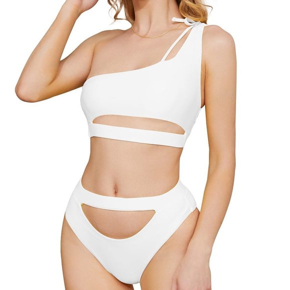 Shoulder Bikini Swimsuit Set for Women Brazilian - White - Picture 3 of 6
